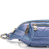 00040 Chanel Iridescent Calfskin Quilted All About Waist Belt Bag Blue