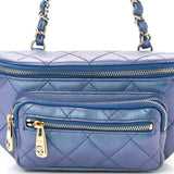 00040 Chanel Iridescent Calfskin Quilted All About Waist Belt Bag Blue