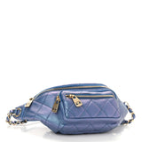 00040 Chanel Iridescent Calfskin Quilted All About Waist Belt Bag Blue
