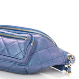 00040 Chanel Iridescent Calfskin Quilted All About Waist Belt Bag Blue