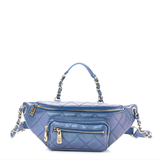 00040 Chanel Iridescent Calfskin Quilted All About Waist Belt Bag Blue