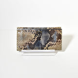 00029 Salvator Ferragamo Gancini Snakeskin Long Flap Wallet