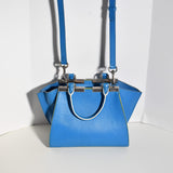Fendi 3Jours Mini Leather Bag Blue with Crossbody Strap