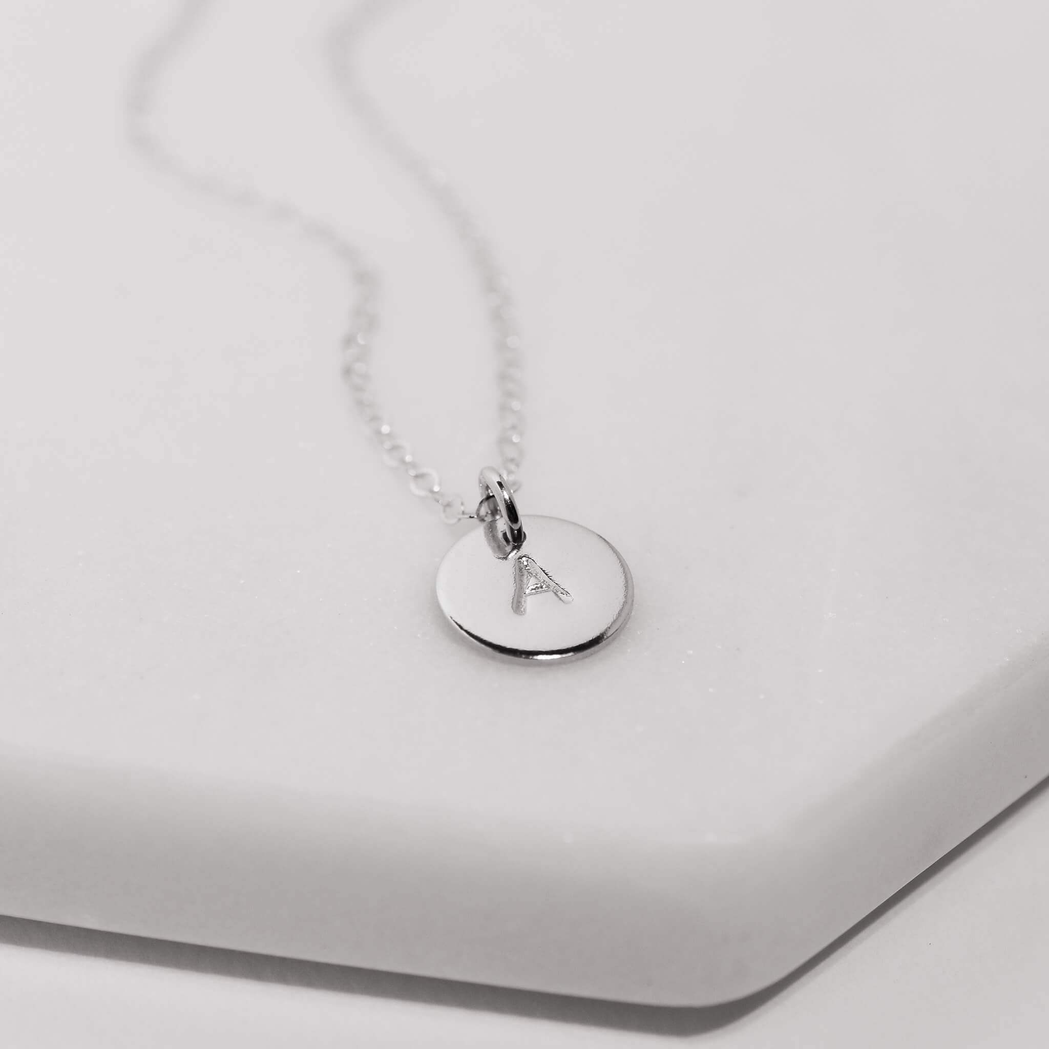Tiny Initial Disc Necklace