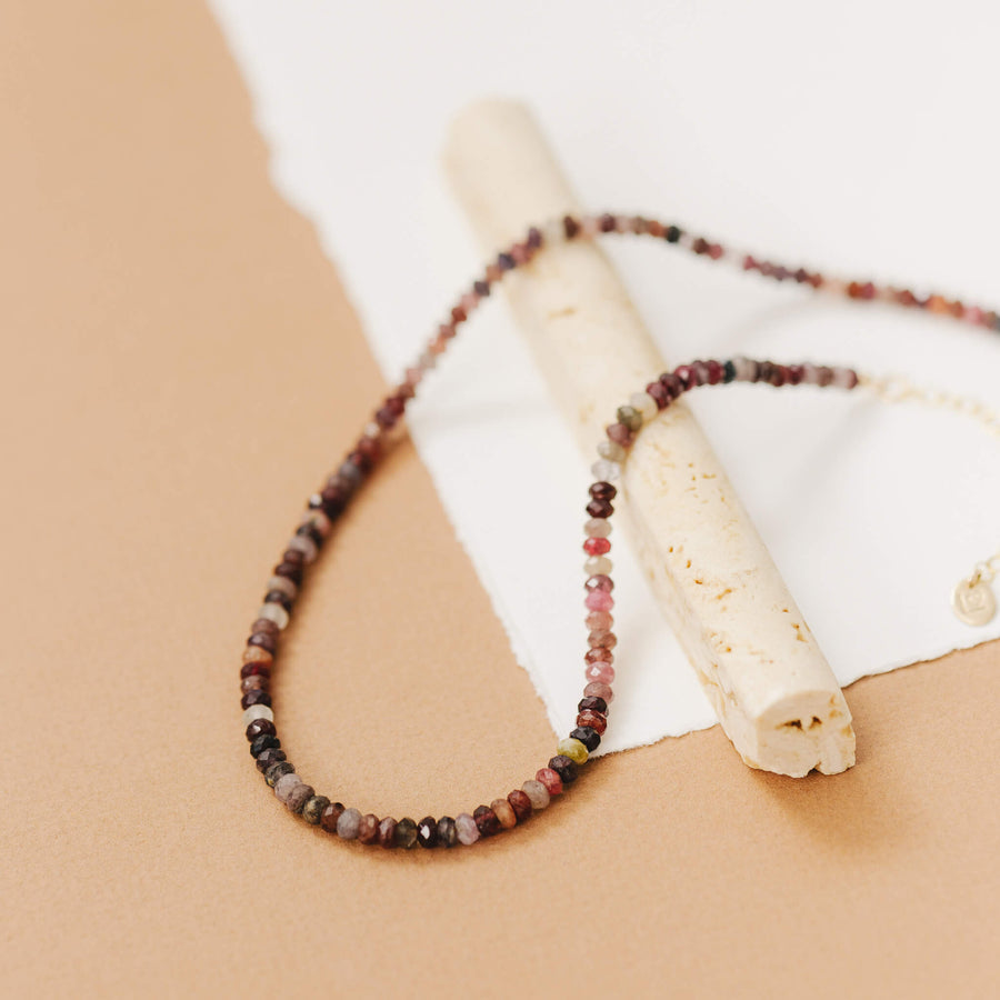 Pink Tourmaline Beaded Necklace