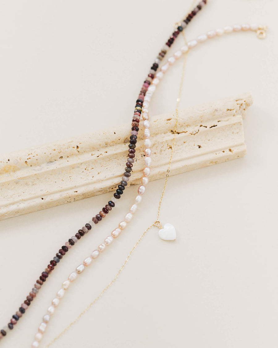 Pink Tourmaline Beaded Necklace
