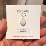 Rainbow Mooonstone Heart Charm