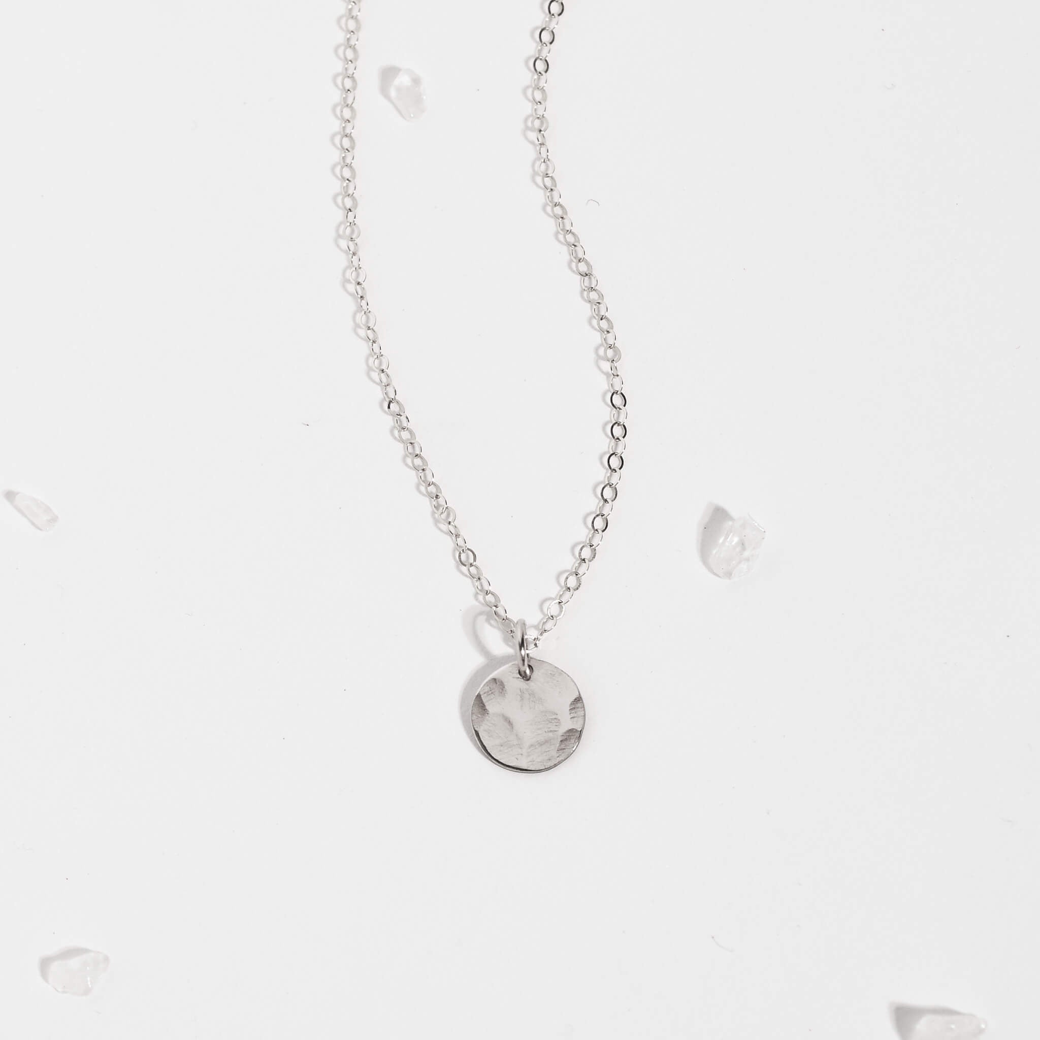 Tiny Textured Disc Necklace