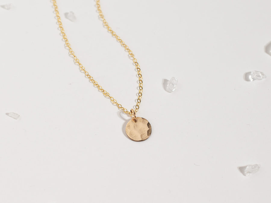 Tiny Textured Disc Necklace