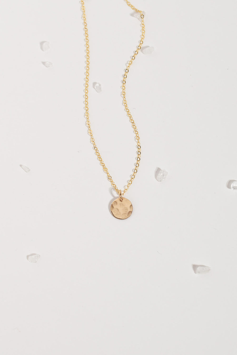Tiny Textured Disc Necklace