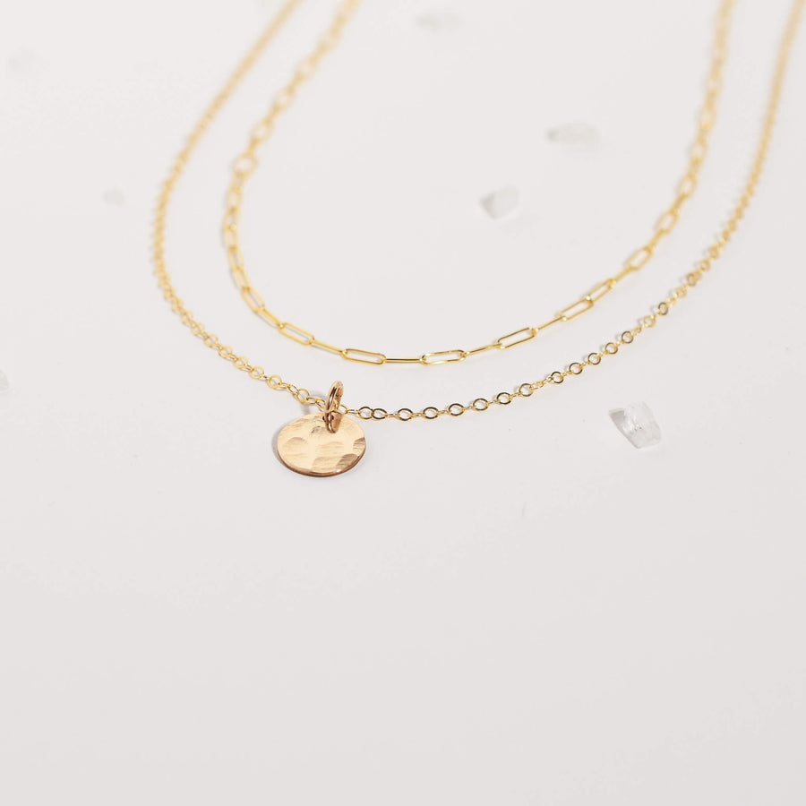 Tiny Textured Disc Necklace