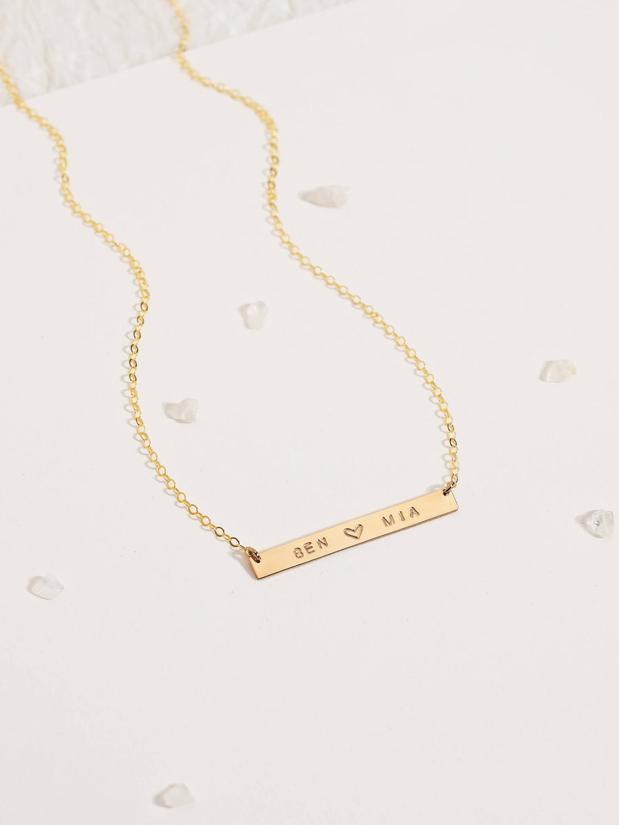Personalized Heart Bar Necklace