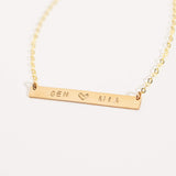 Personalized Heart Bar Necklace