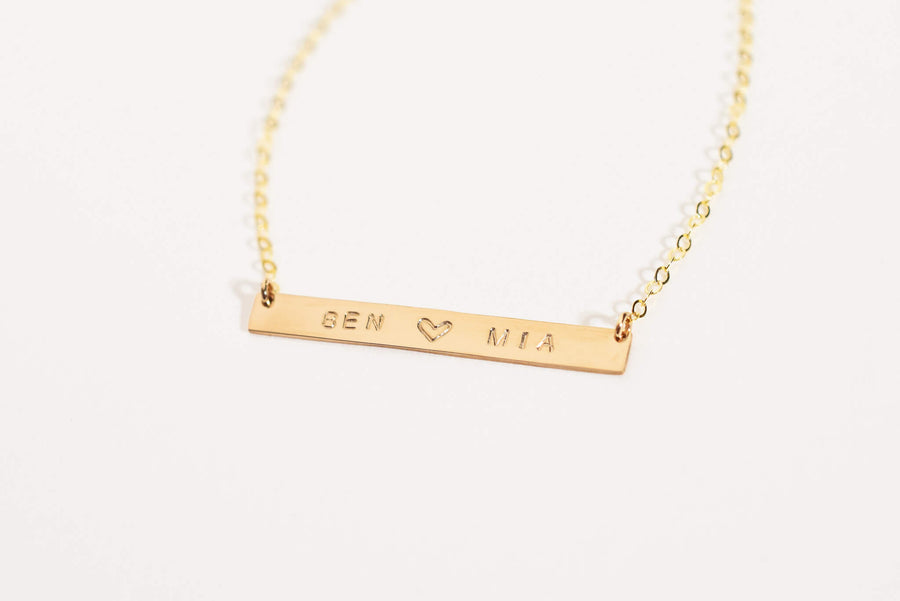 Personalized Heart Bar Necklace