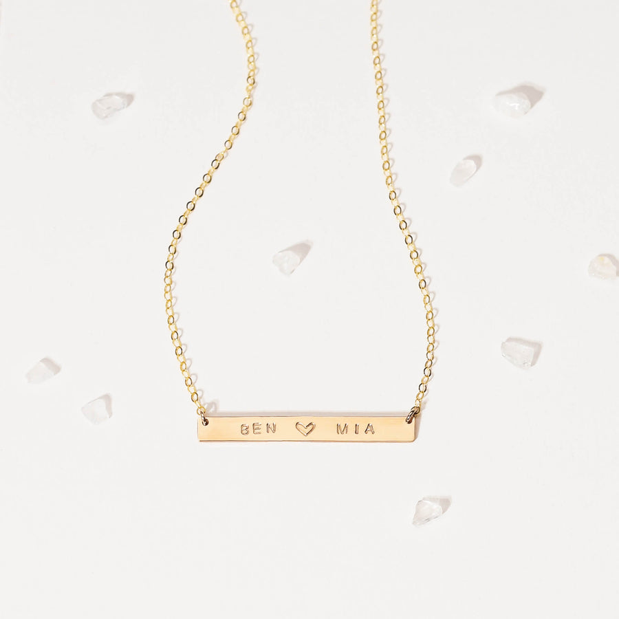 Personalized Heart Bar Necklace