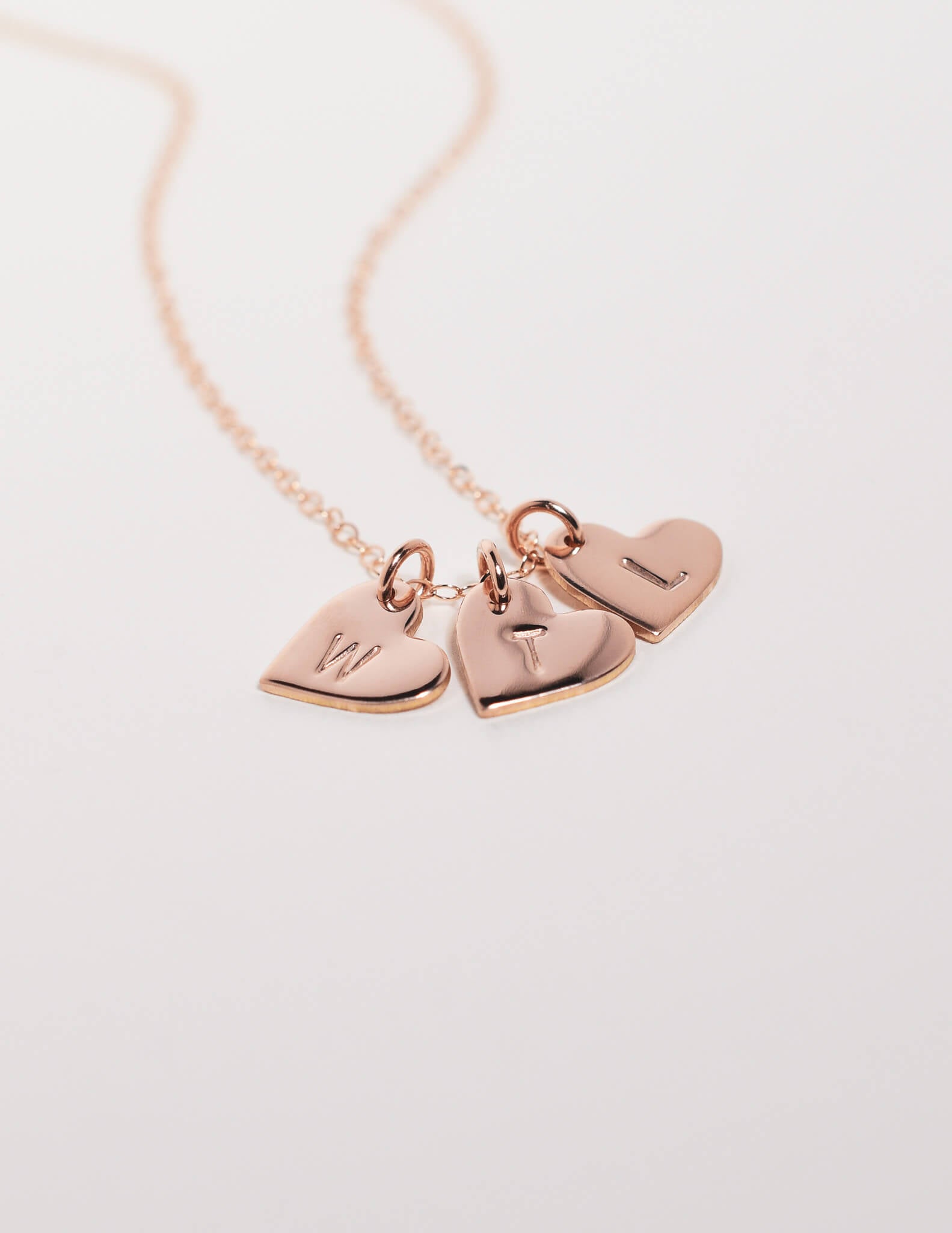 rose gold personalized hearts necklace