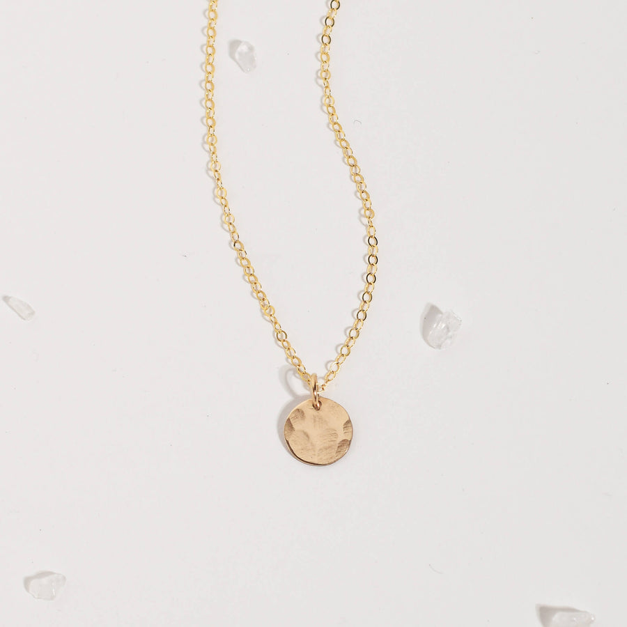 Tiny Textured Disc Necklace