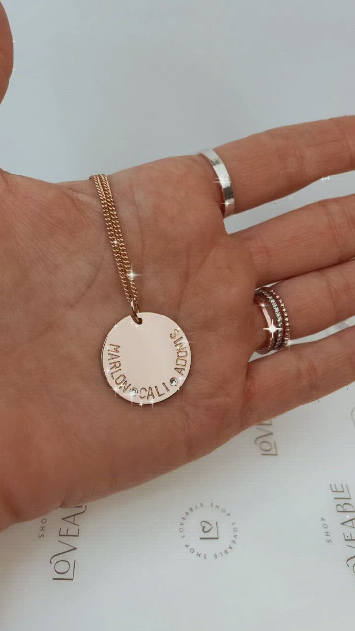 Luxe Large Disc Personalized Necklace