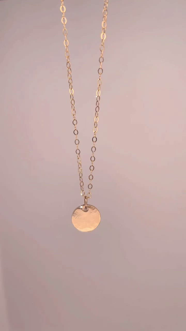 Tiny Textured Disc Necklace