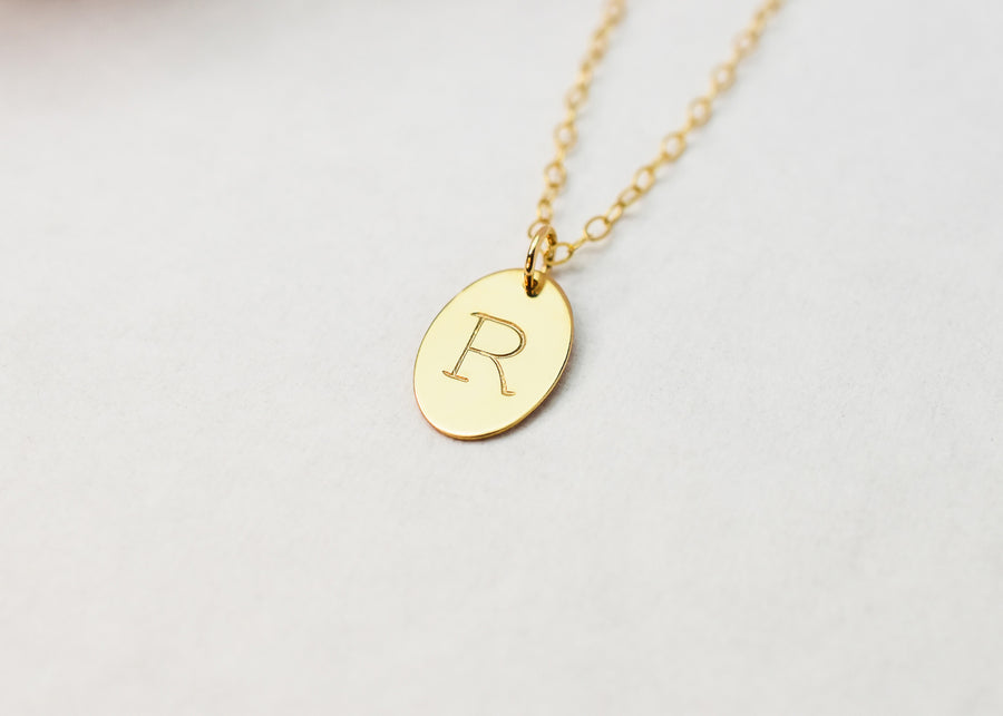 Oval Personalized Initial Necklace