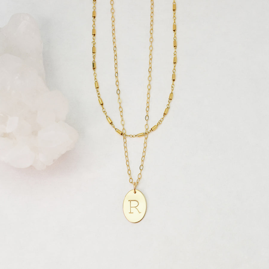 Oval Personalized Initial Necklace