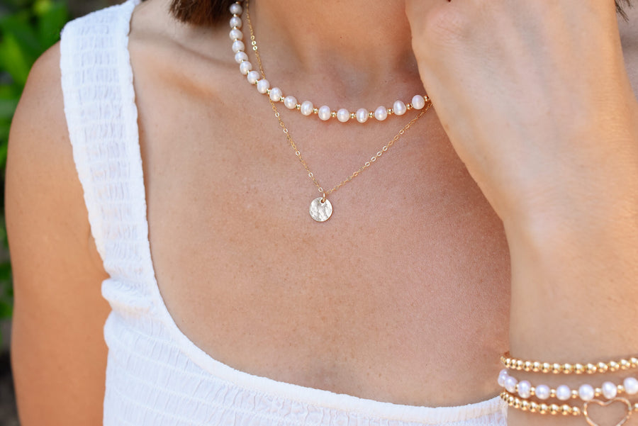 Tiny Textured Disc Necklace