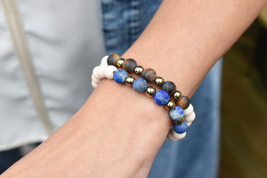 Lapis Lazuli Zen Beaded Bracelet
