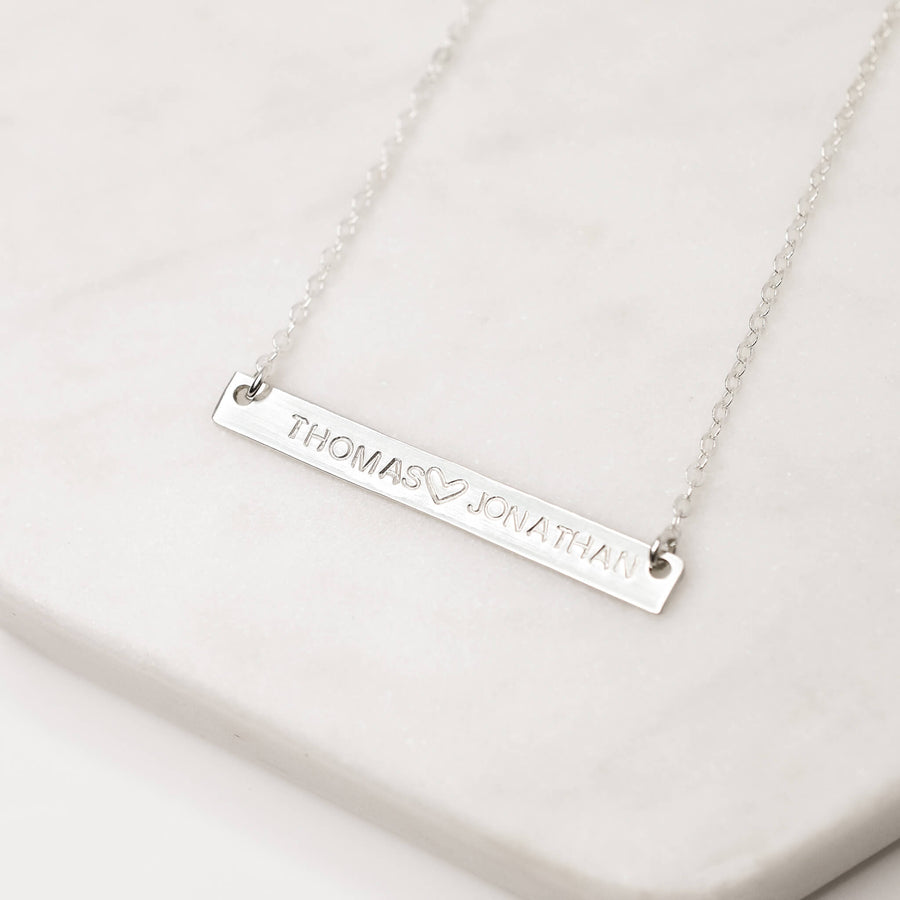 Personalized Heart Bar Necklace