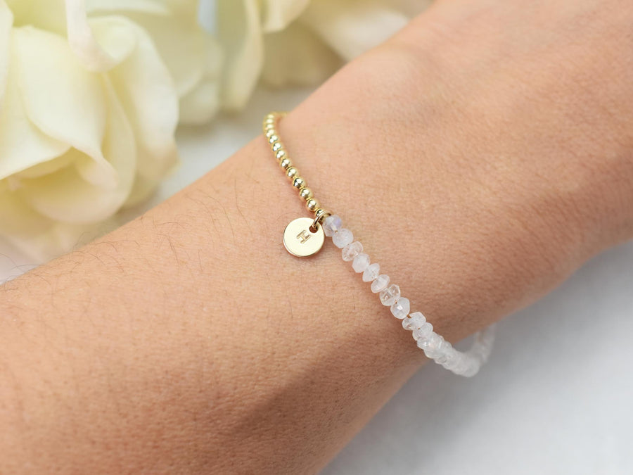 Moonstone Initial Beaded Bracelet